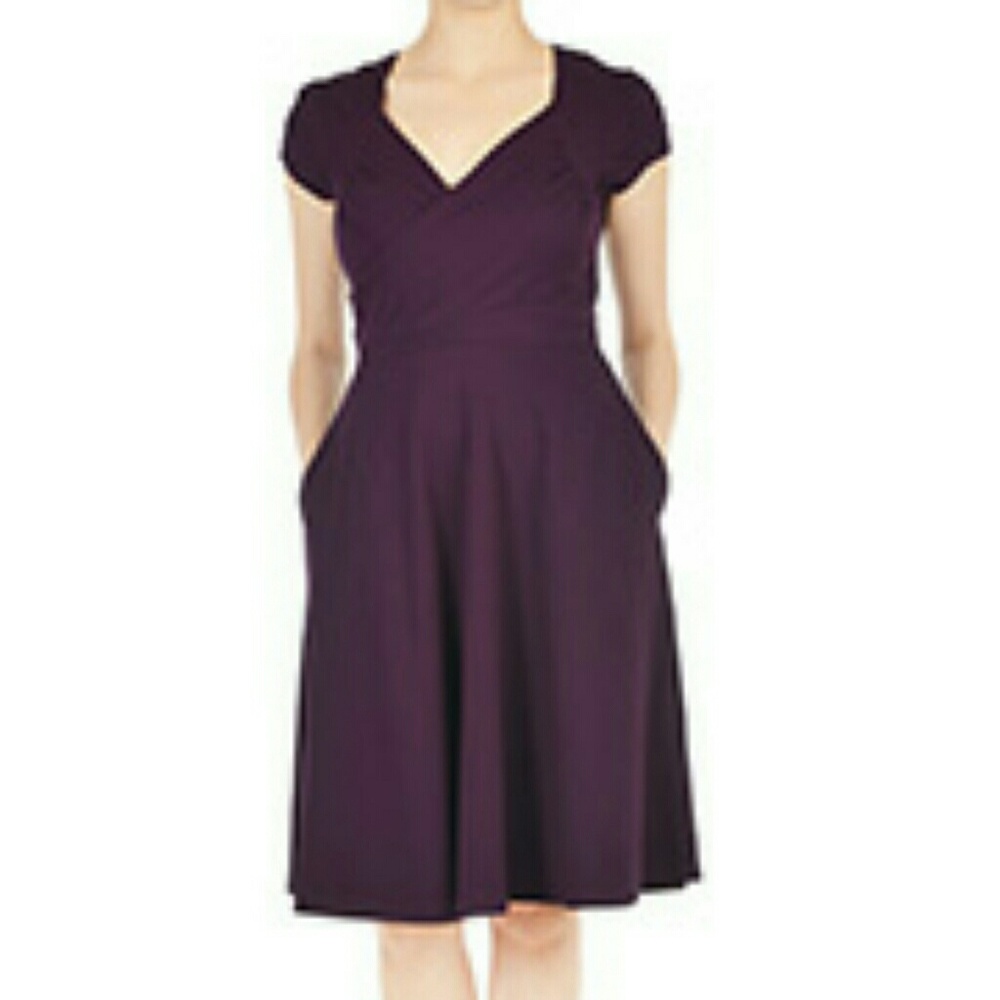 Sweetheart Surplice Cotton Knit Dress Eshakti